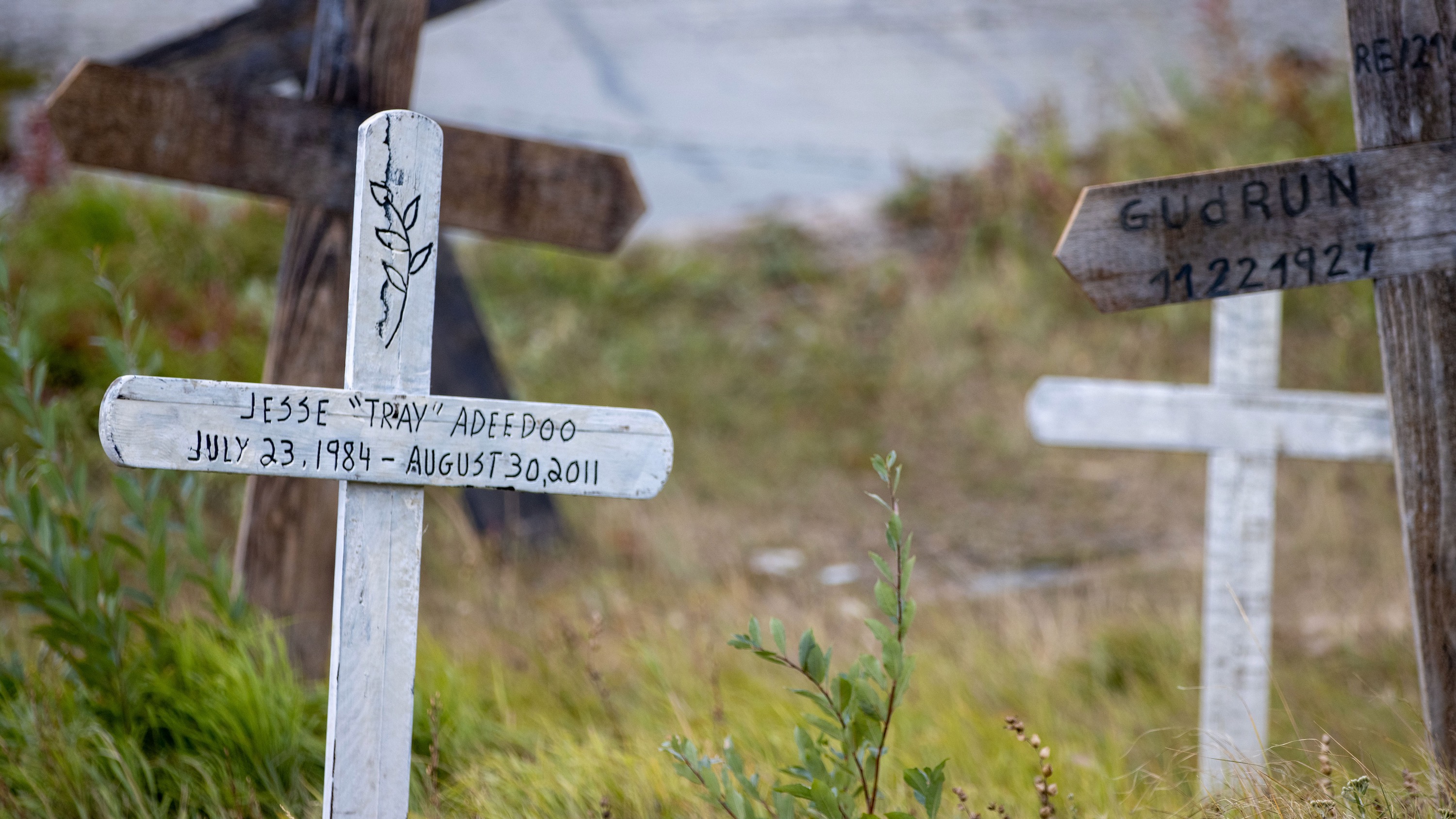 A graveyard constructed for the purposes of an Alaska Daily TV shoot