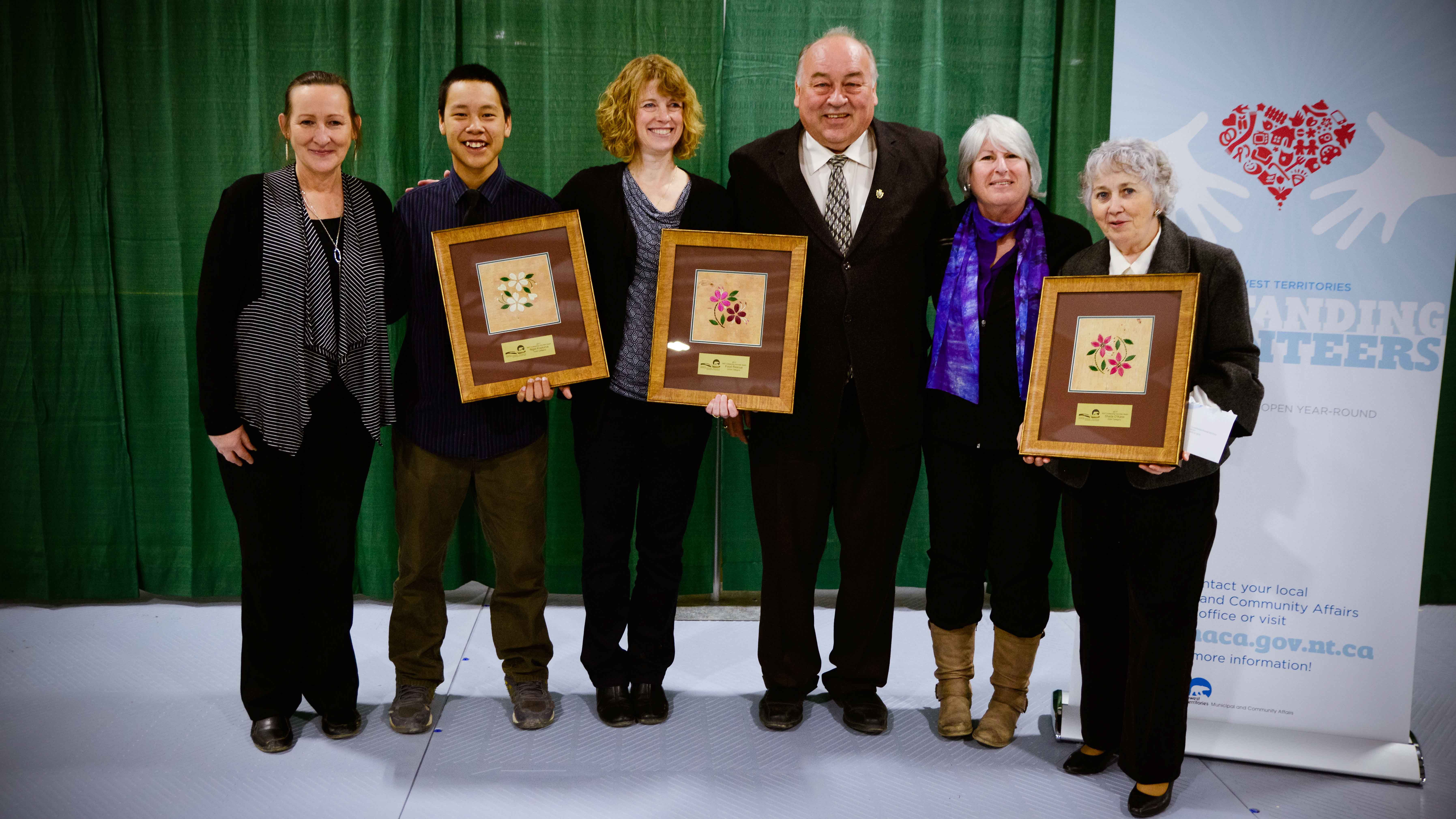 2017 winners of the NWT's Outstanding Volunteer Awards included Sheila O’Kane, Nigel Koplomik, Food Rescue, and Sudhir Jha (not pictured) - GNWT