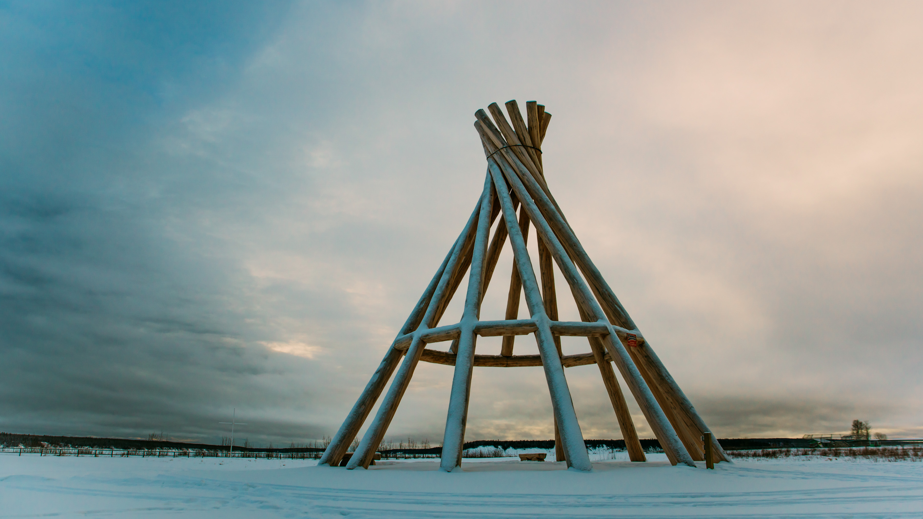 A 55-foot teepee commemorating a 1987 papal mass stands at a centuries-old Dene gathering place in Fort Simpson