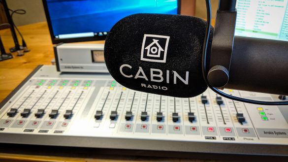A Cabin Radio microphone in Studio 1