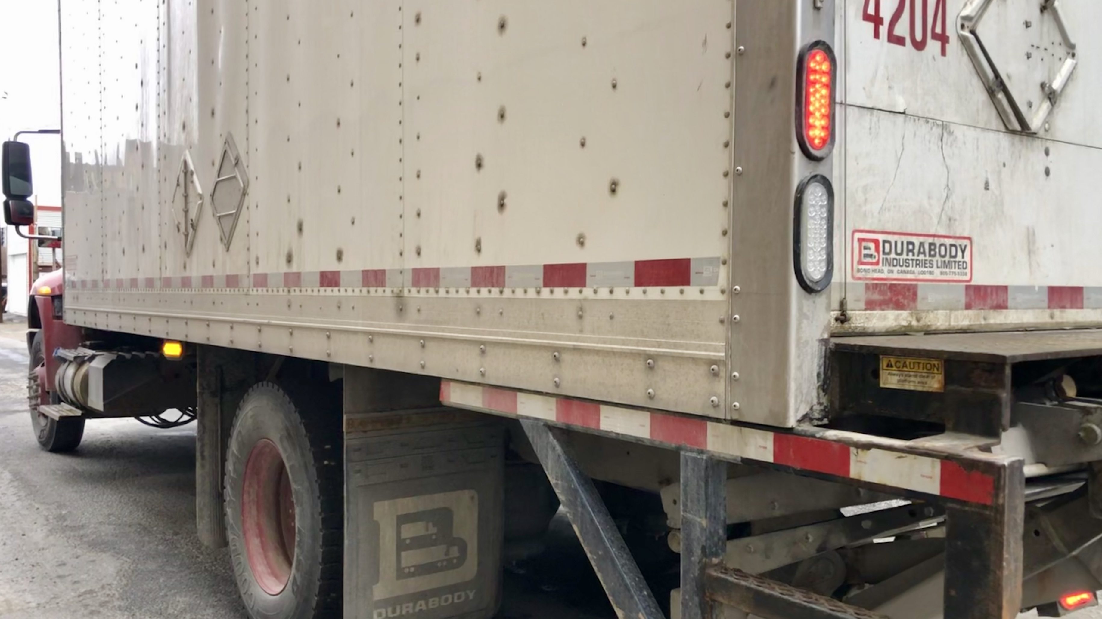 A Manitoulin Transport semi is pictured in downtown Yellowknife on May 29, 2019