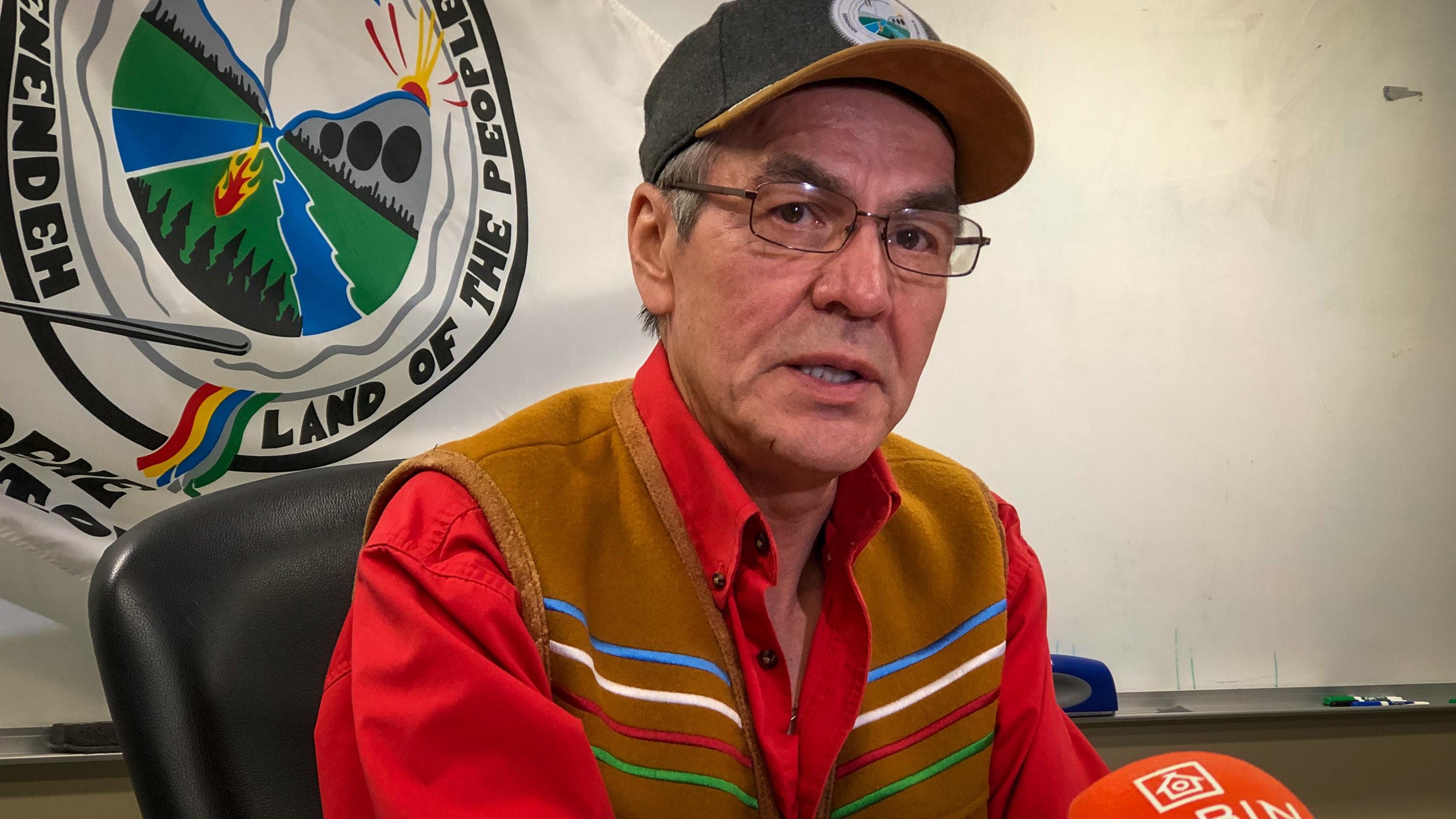 Dene National Chief Norman Yakeleya addresses reporters in June 2019