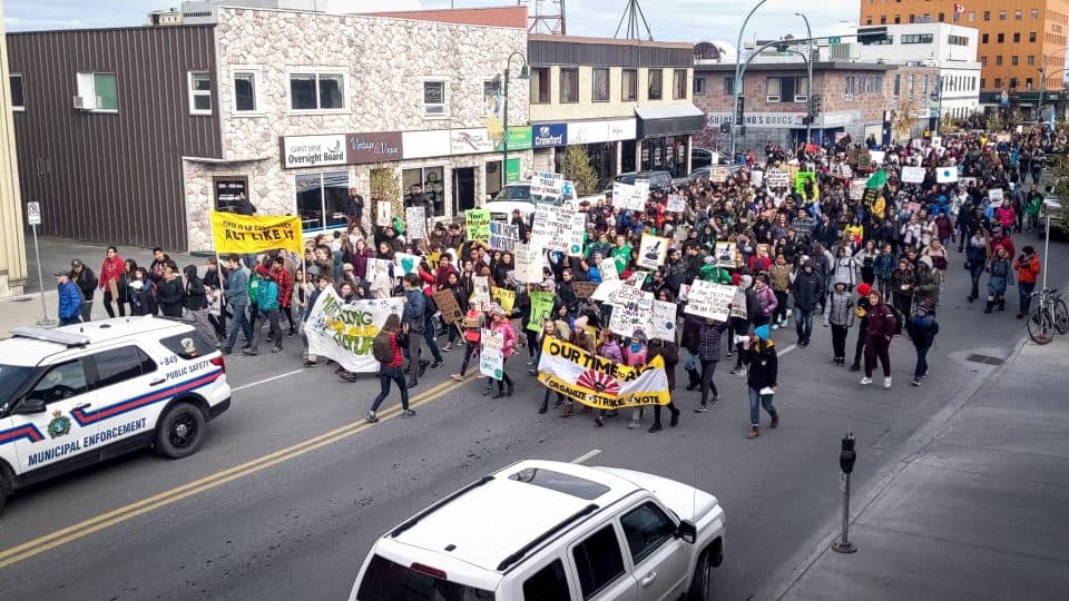 Climate strike in downtown Yellowknife