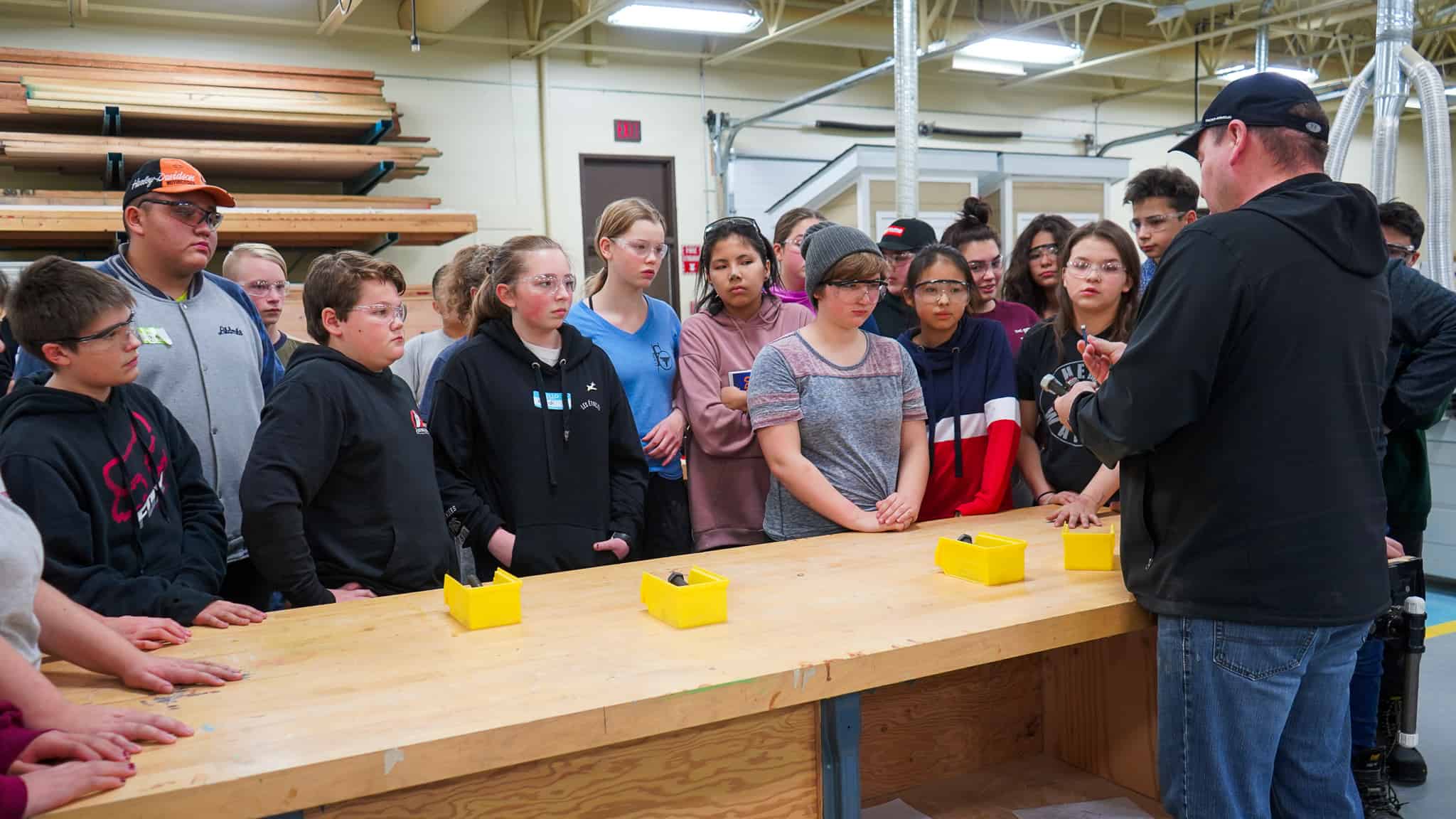 Students at a 2018 introduction to trades session run by the South Slave Divisional Education Council