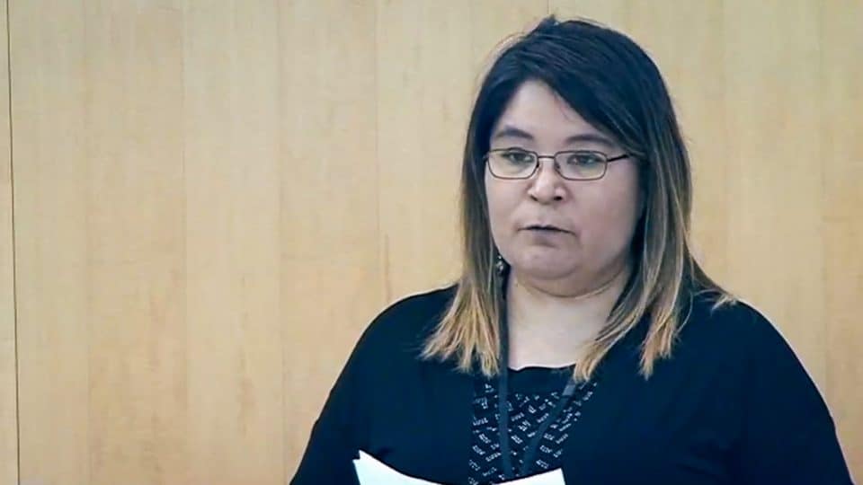 Paulie Chinna addresses the legislature in October 2019