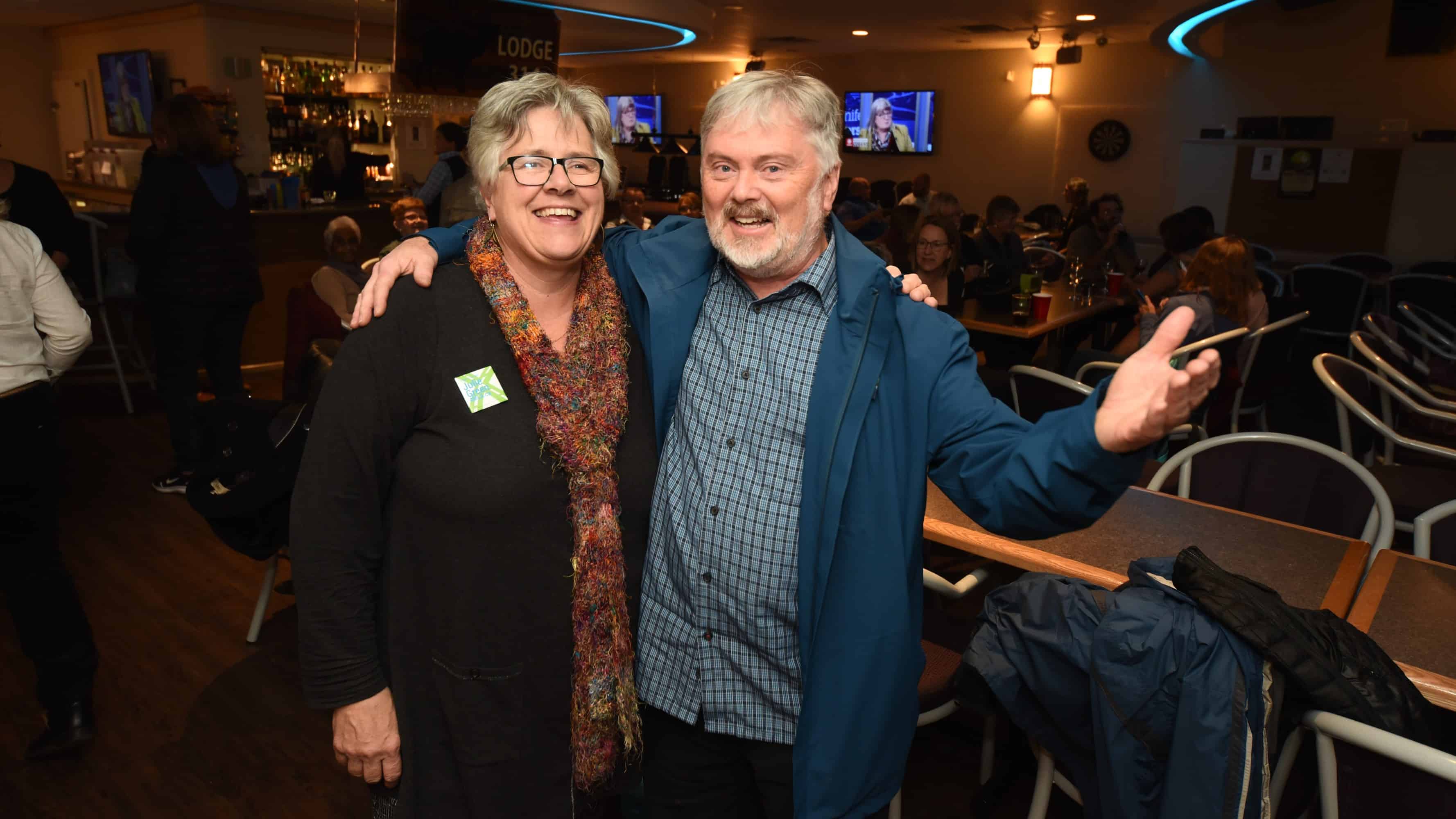 Julie Green and Kevin O'Reilly at candidate party at the Yellowknife Elks lodge #314 October 1st