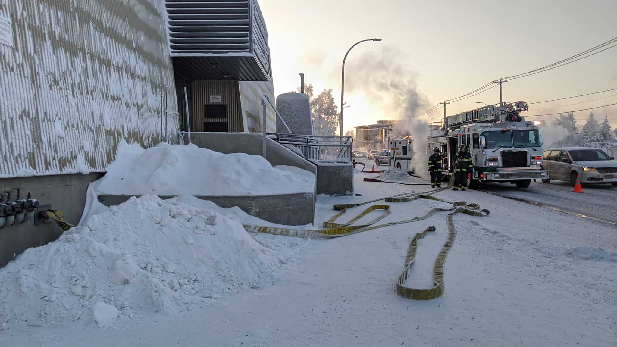 A fire truck outside Yellowknife's Northern United Place on January 14, 2020