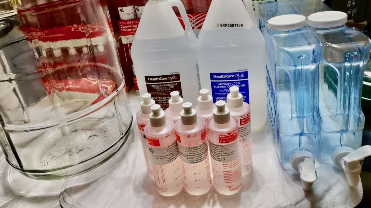 Supplies for the creation of hand sanitizer as seen in a photo provided by 62 Degrees North