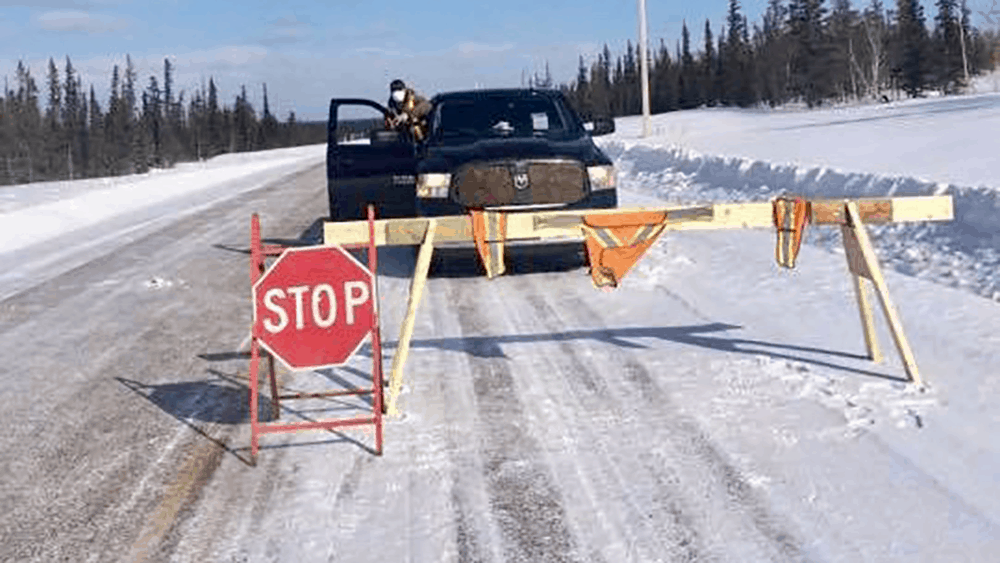 A Deninu Kue First Nation photo of a checkstop outside Fort Resolution