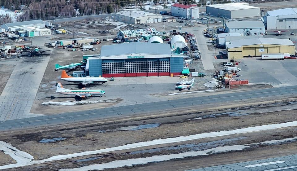 Buffalo Airways' hangar in May 2020