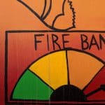 A file photo of transformer box art illustrating extreme fire danger. Sarah Pruys/Cabin Radio