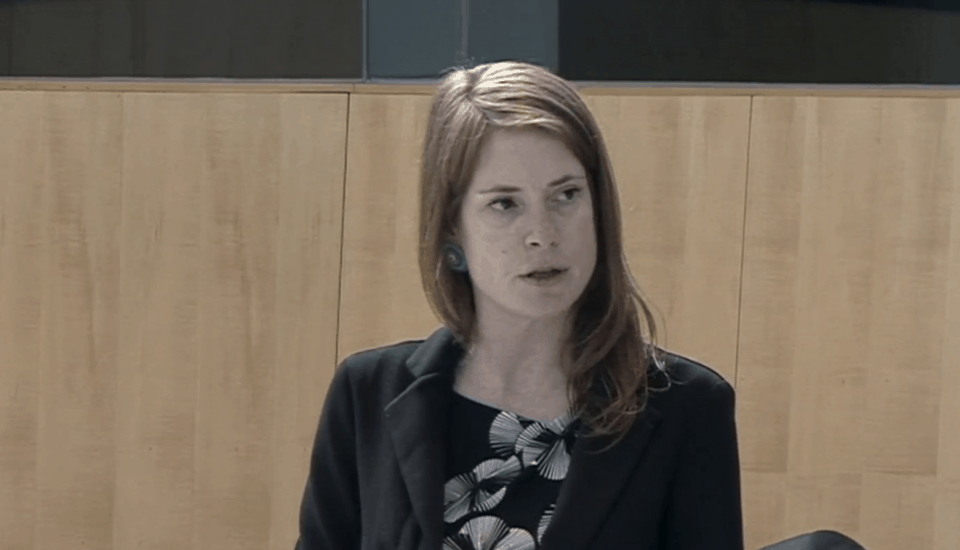 Katrina Nokleby in the NWT's legislature on May 28, 2020