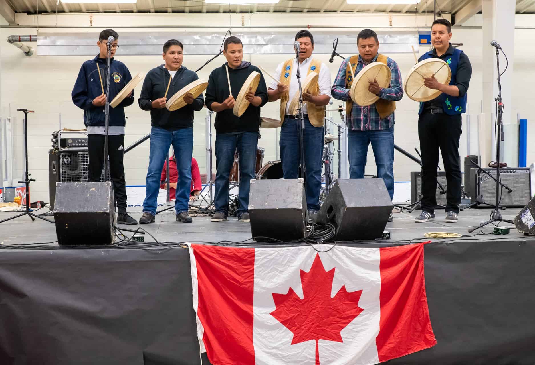 Dene drummers at Yellowknife's 2019 Canada Day celebration