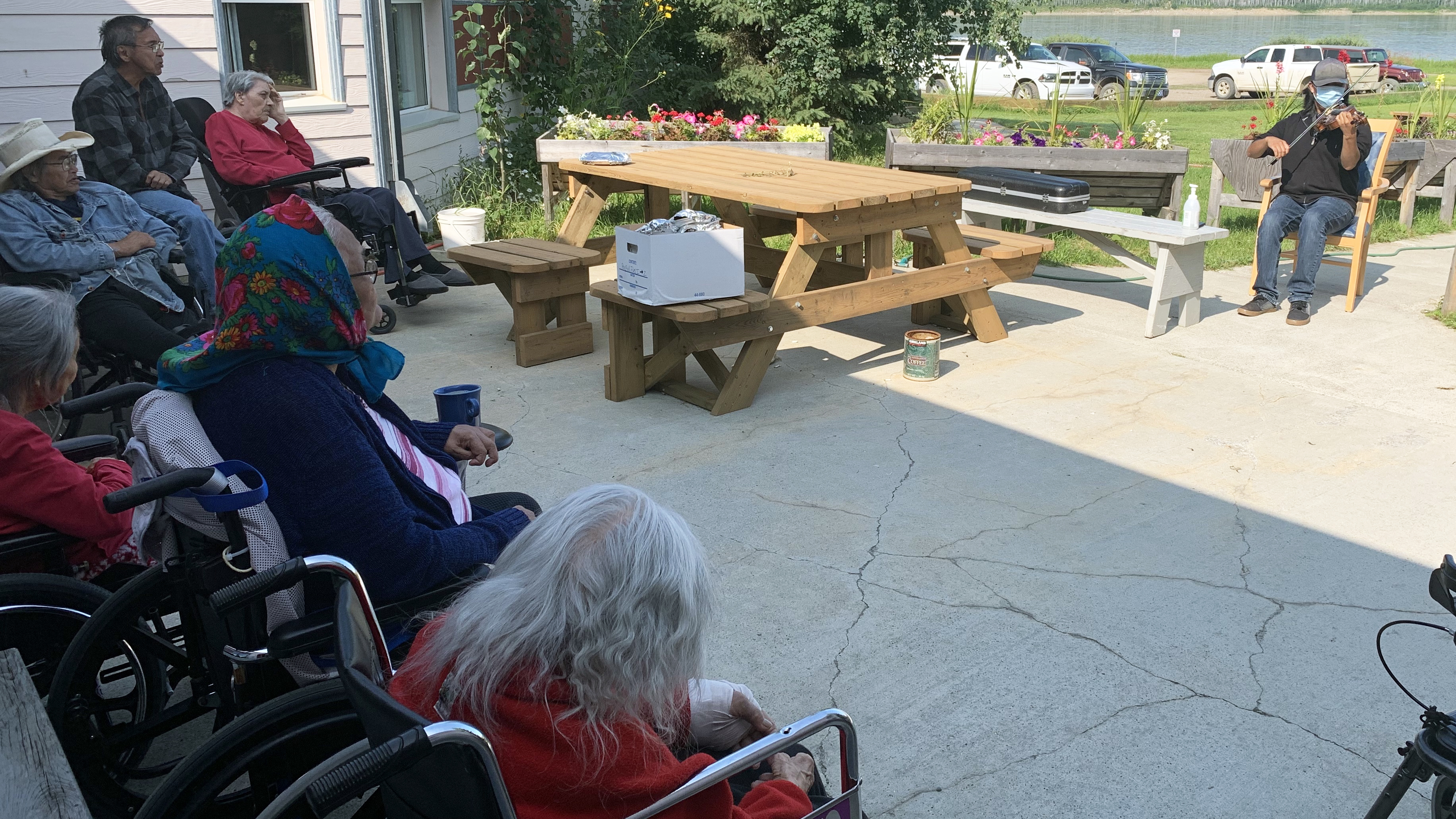 Wesley Hardisty plays for Elders at long-term care on July 30, 2020