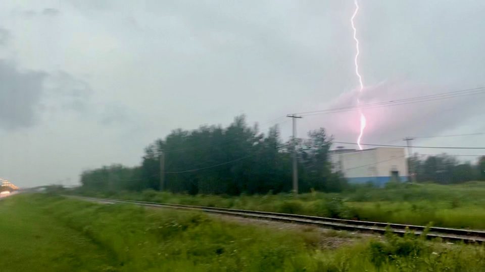 Harry Rymer submitted this photo of lightning striking a building he identified as Hay River's old fish plant