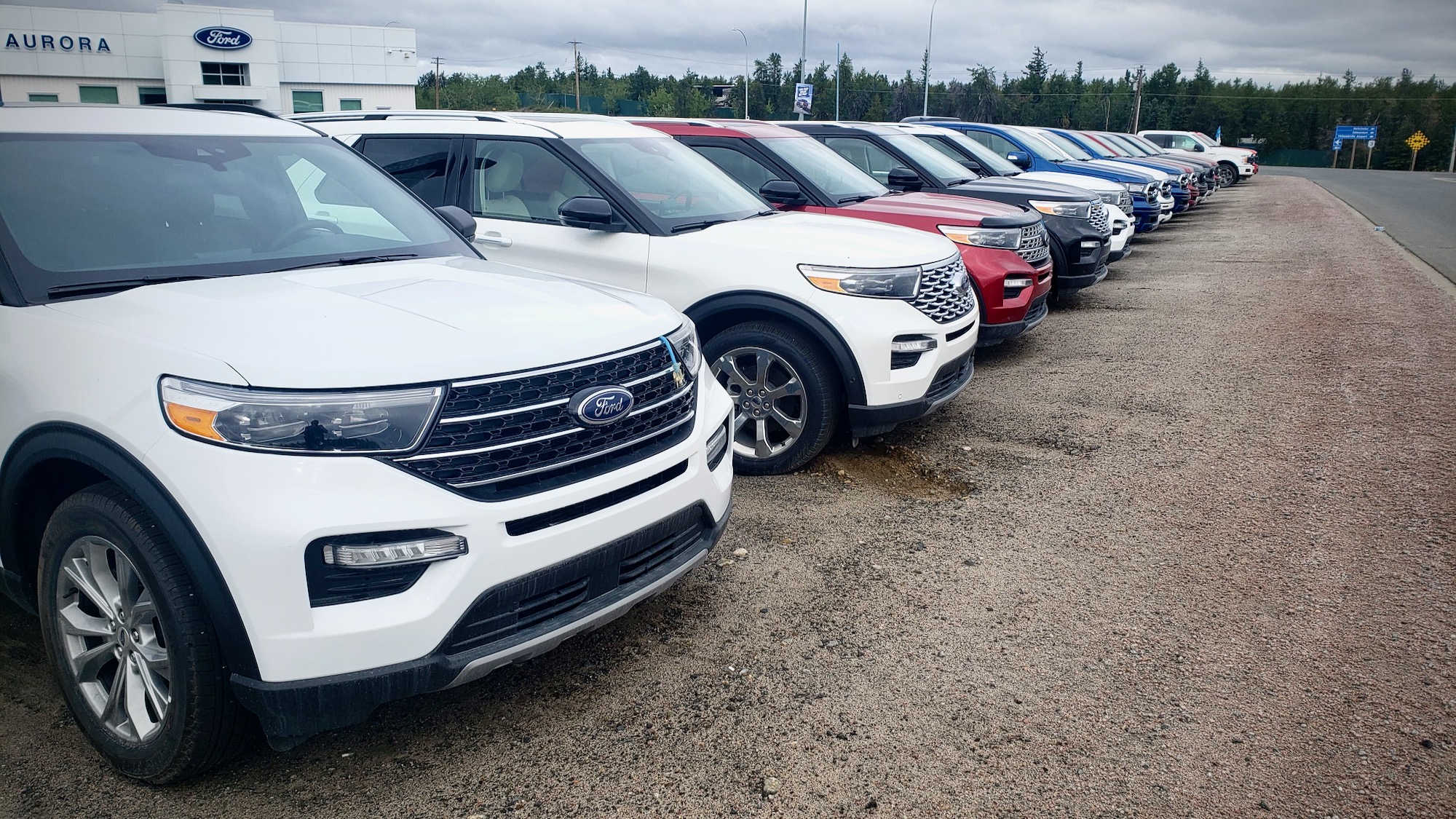 Vehicles on the lot at Yellowknife's Aurora Ford in August 2020