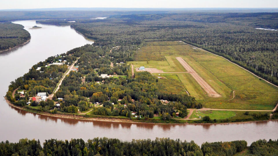 An aerial image of Fort Liard
