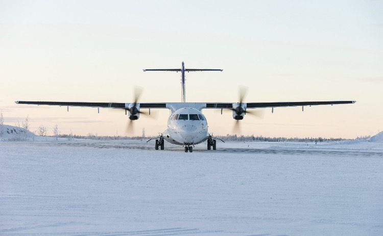 An aircraft carrying Moderna's Covid-19 vaccine lands in the Northwest Territories in December 2020