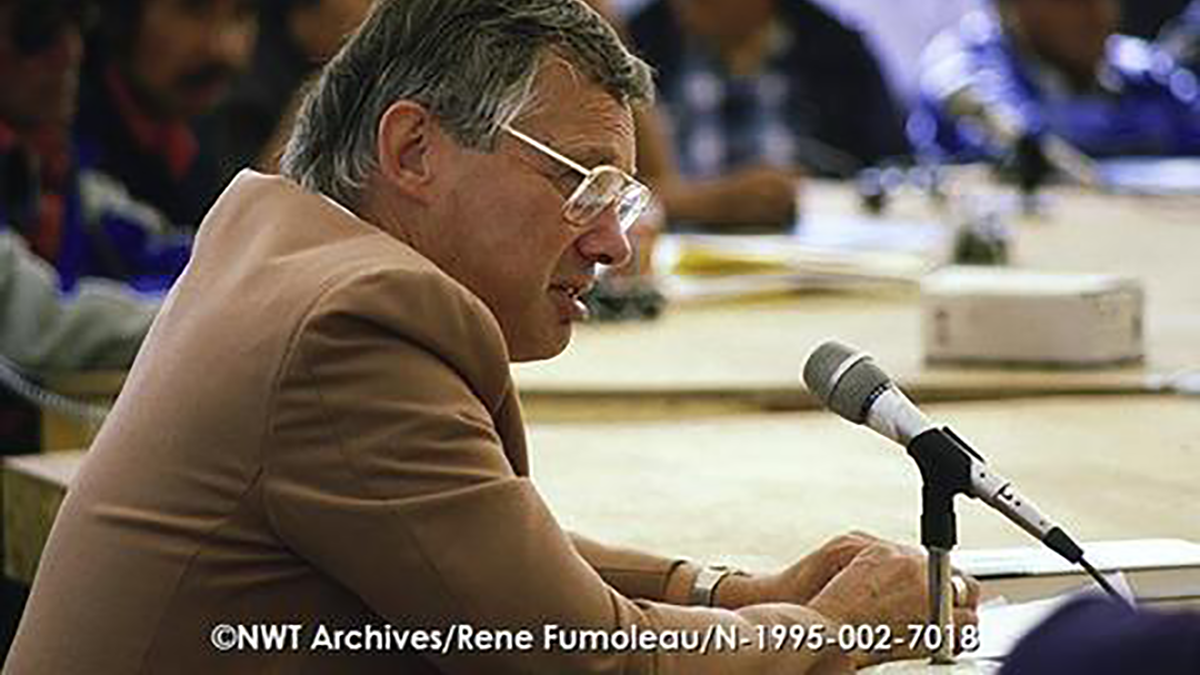 Thomas Berger at the 1987 Dene National Assembly