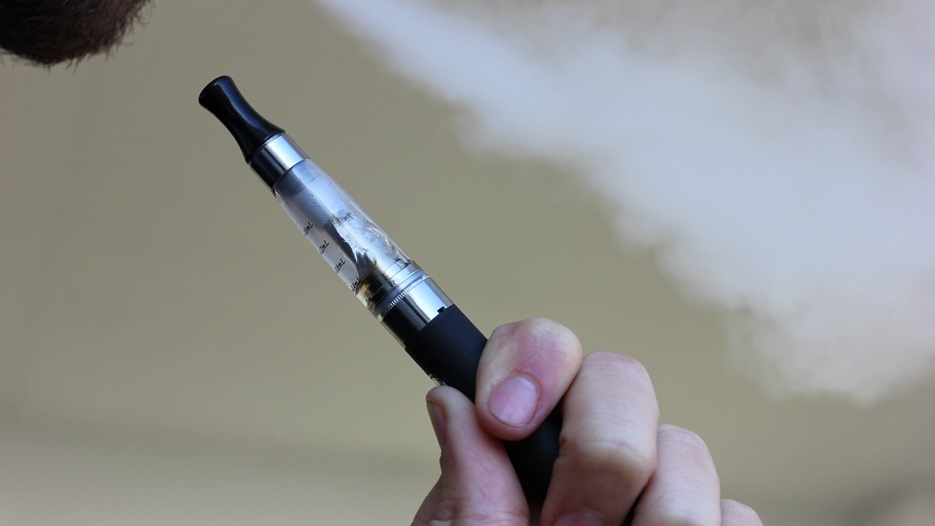 A file photo of an e-cigarette in use