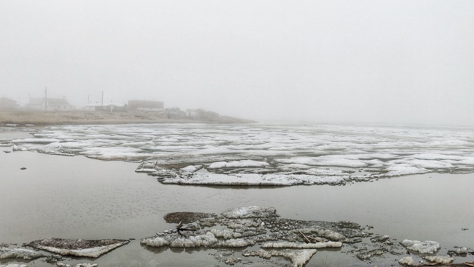 Sea ice on the Arctic Ocean in Tuktoyaktuk