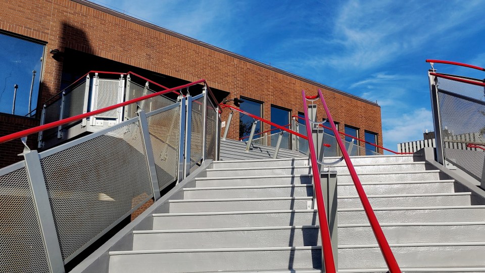 Steps at Yellowknife City Hall in August 2021