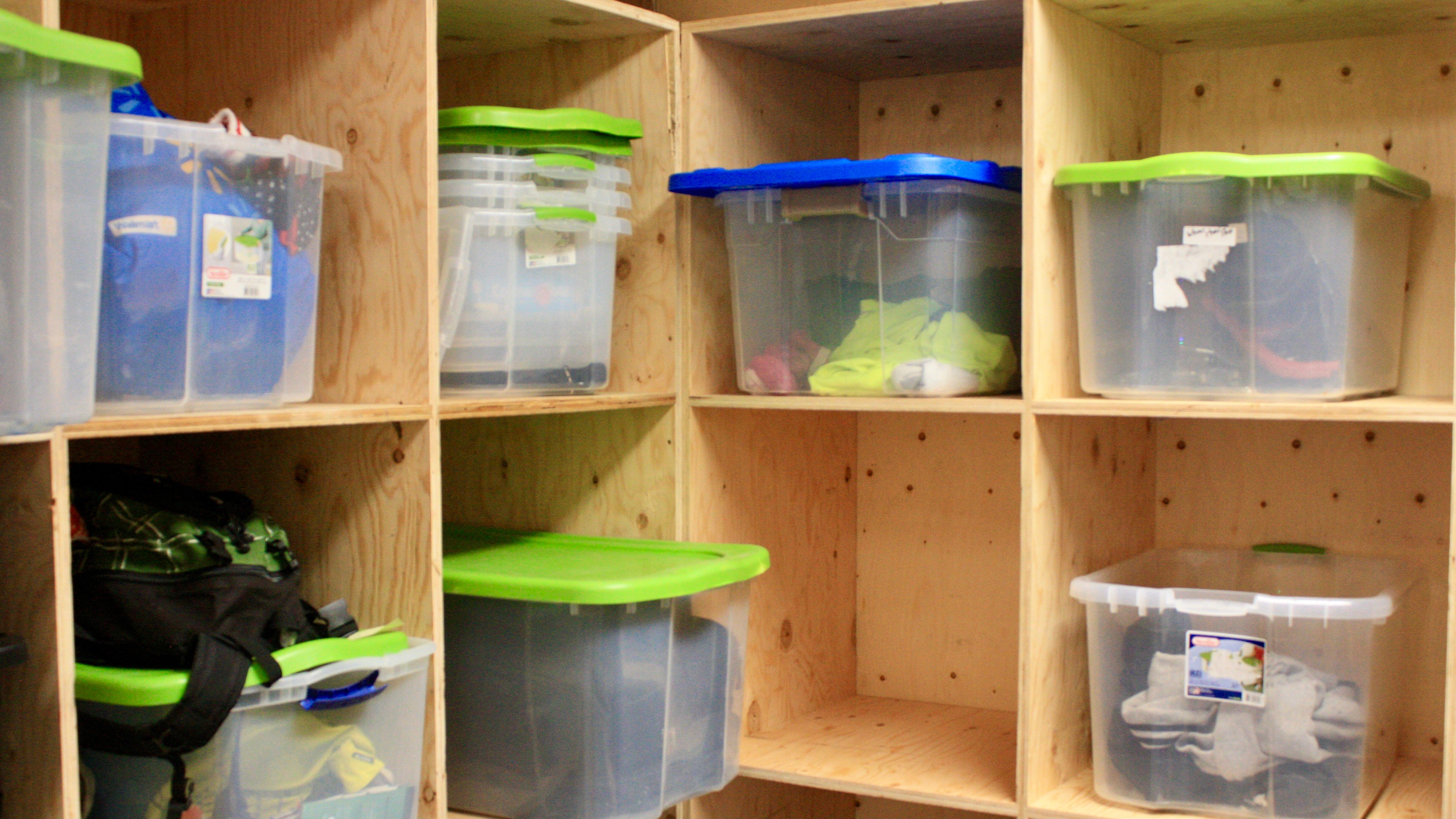 In 2021, cubbies at Yellowknife's day shelter offered some people a place to store their belongings. Emily Blake/Cabin Radio