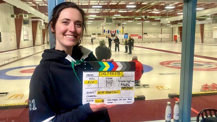 Bridget Rusk on the set of Curlfriends