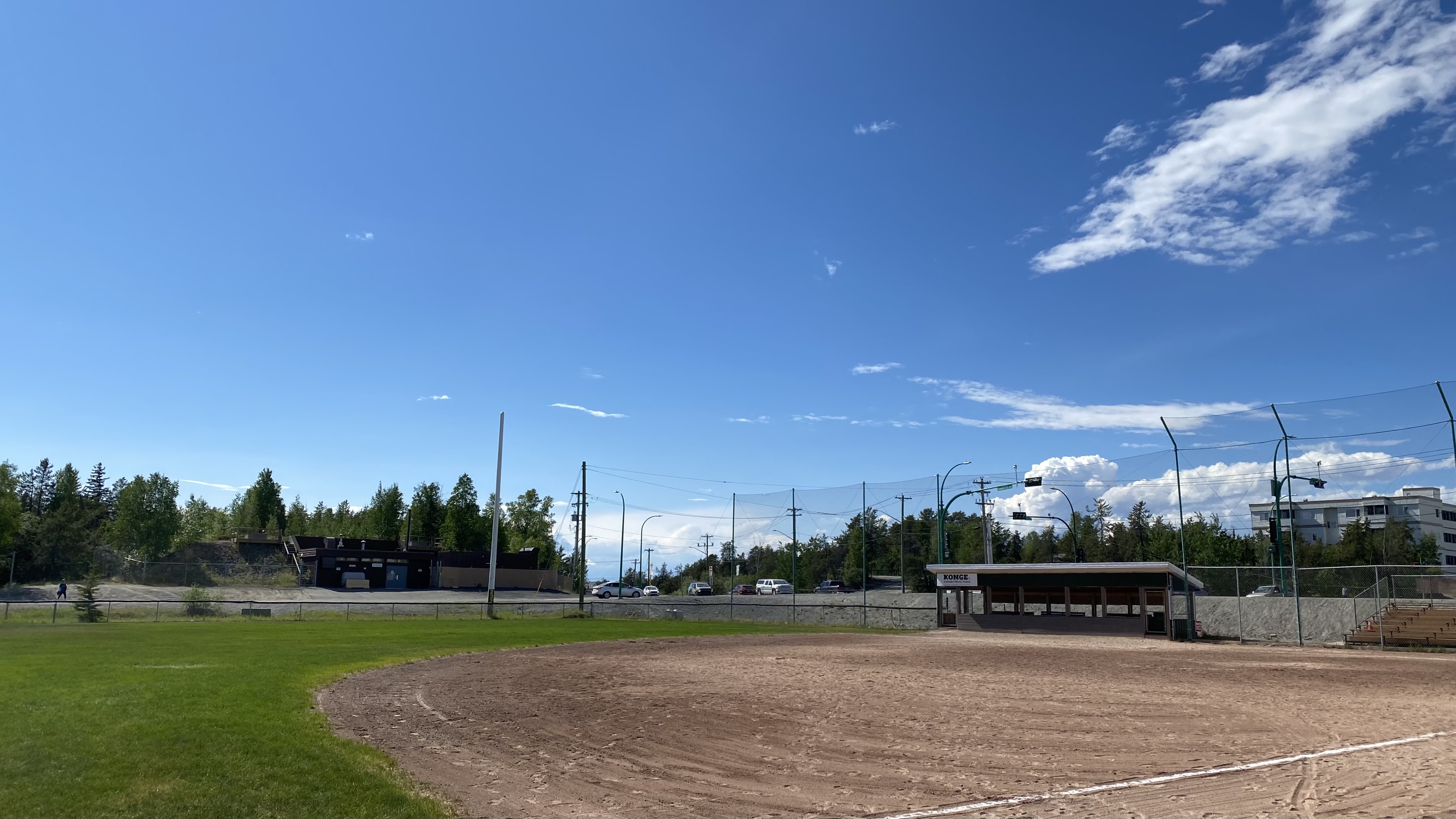 Yellowknife's Tommy Forrest Ballpark on June 14, 2022. Amelia Eqbal/Cabin Radio