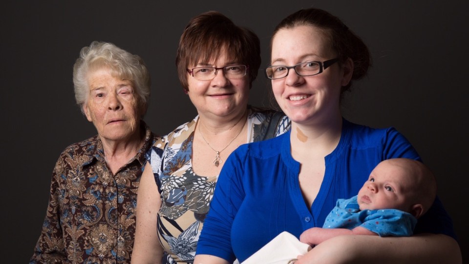 Elaine Keenan Bengts, centre, is seen, from left, with mother Jeanne, daughter Lauren and grandchild Jaxon