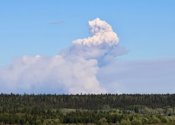 Fire SS069, 40 km northeast of Fort Smith, is seen on August 18, 2022