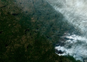 Smoke from wildfire SS069 is seen in a Sentinel-2 satellite image on August 19, 2022