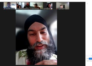 Jagmeet Singh meets with the Northern Territories Federation of Labour in a still provided by the group