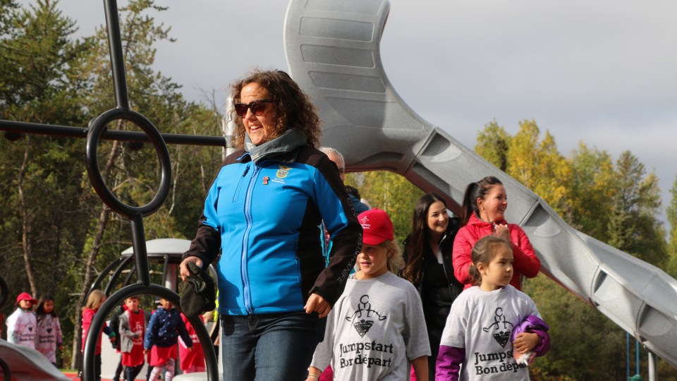 Mayor Rebecca Alty at a ceremony for Yellowknife's inclusive playground