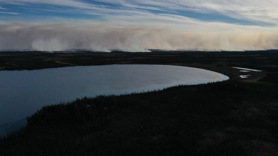 A view of the fire from the air