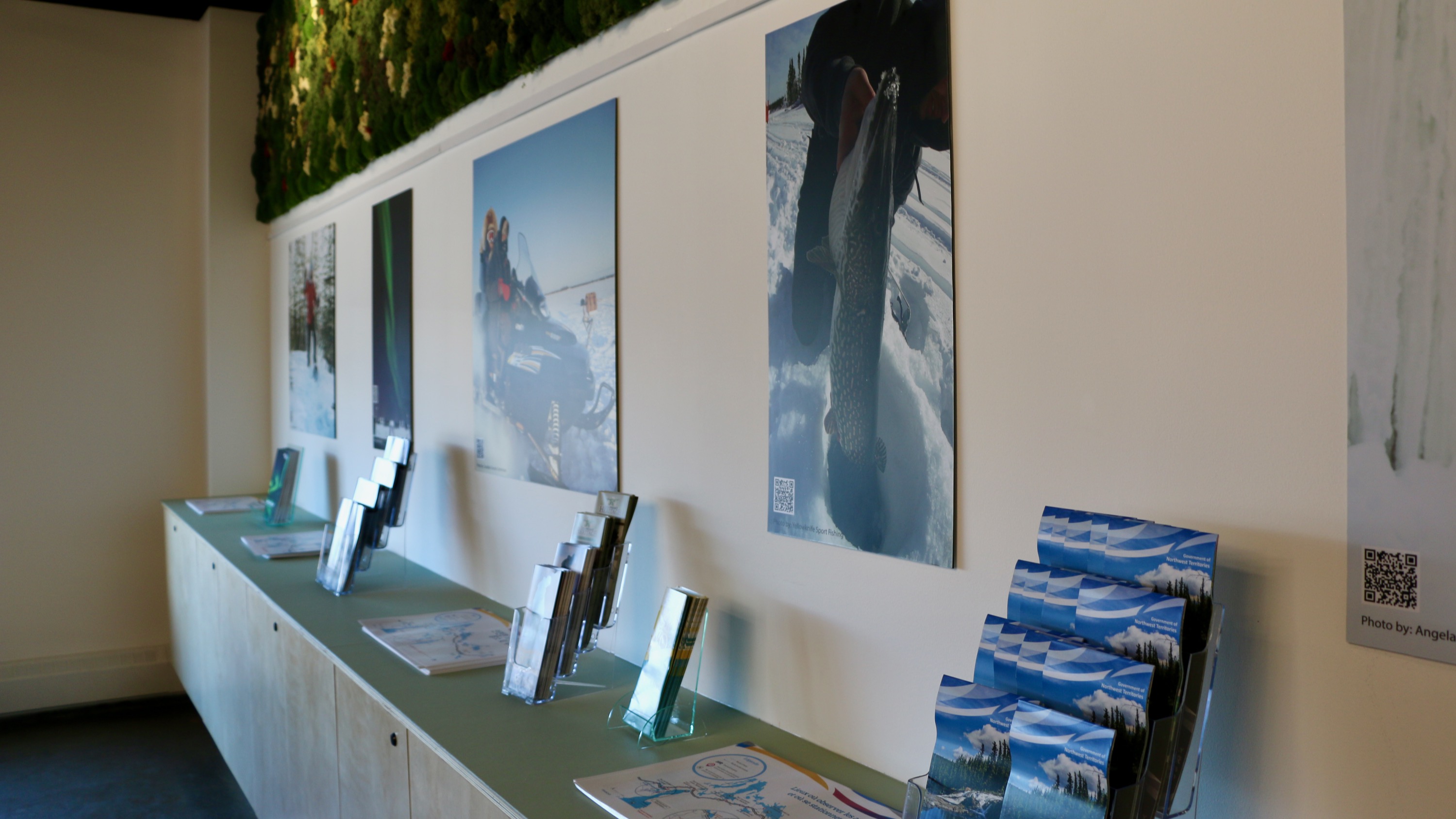 Brochures and artwork inside the visitor centre