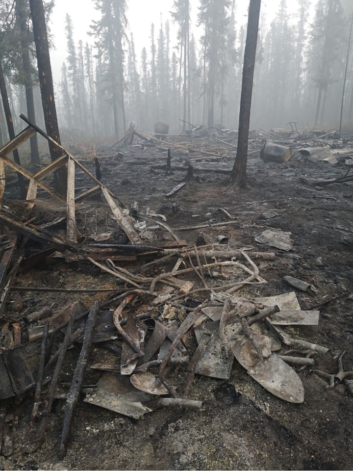 Damage from a wildfire at the Scotty Creek research station. Photo supplied by Dieter Cazon