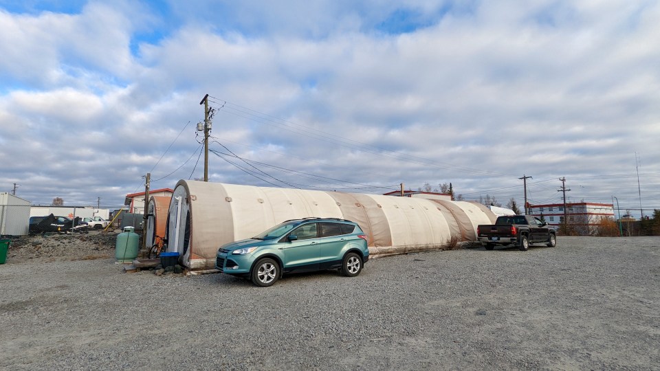 The canvas hut that houses Food Rescue's operations