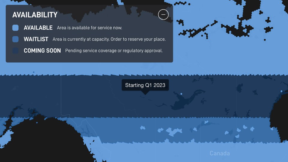 A Stalink map shows service is now available in the northern parts of the NWT.