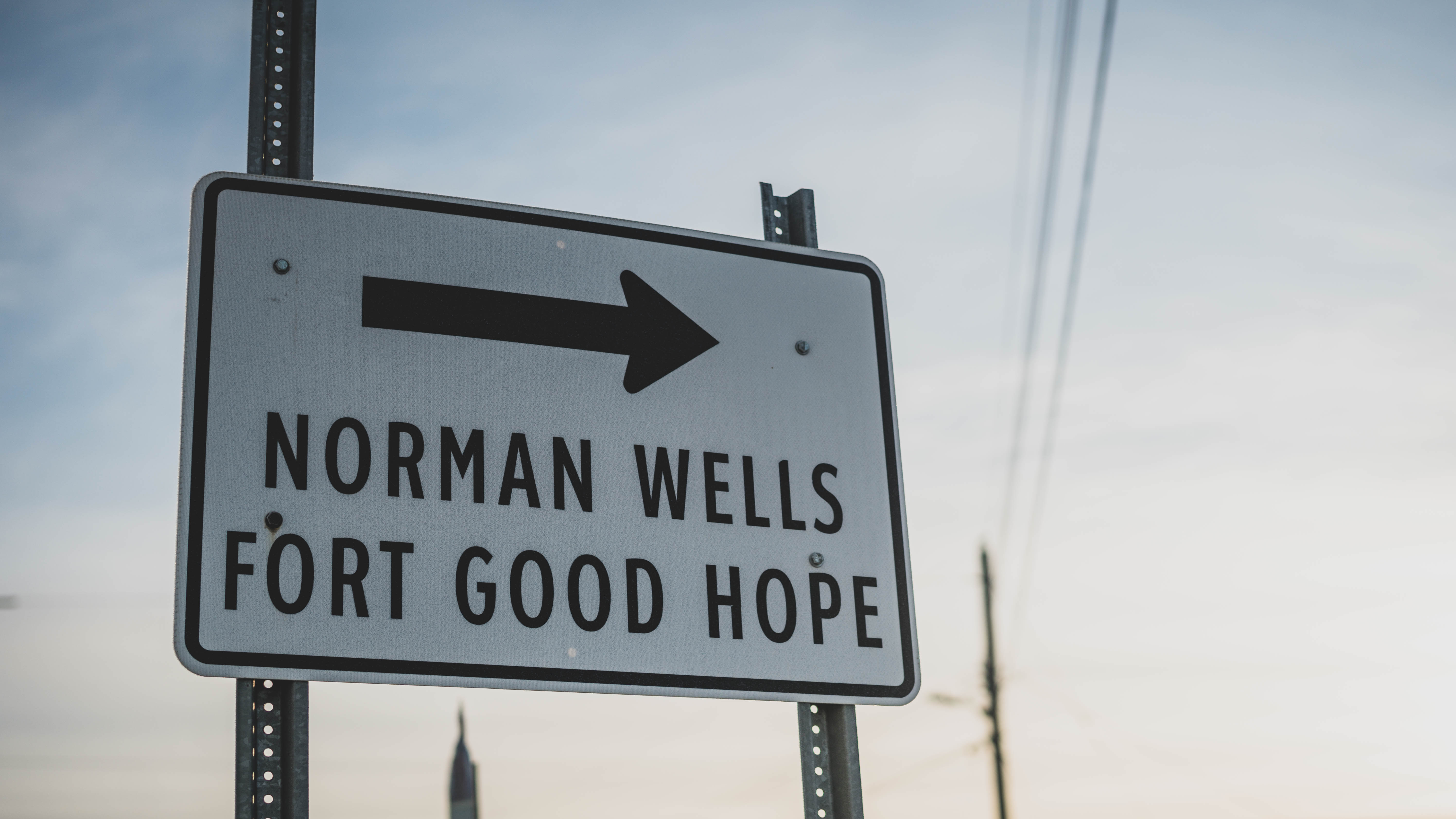 A sign in Tulita. Sarah Pruys/Cabin Radio