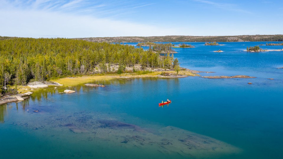 A canoe on a tour of Sparrow Lake. Julien Schroder/Jackpine Paddle