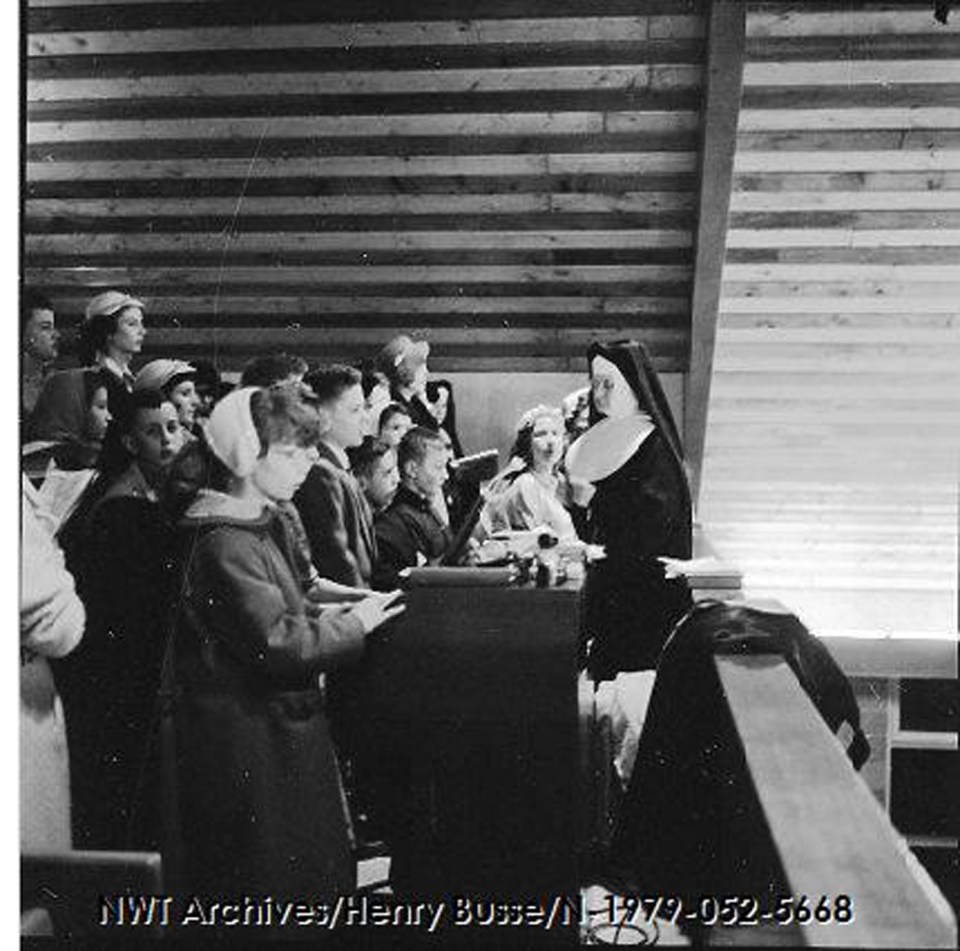 Christmas mass in Yellowknife in 1958