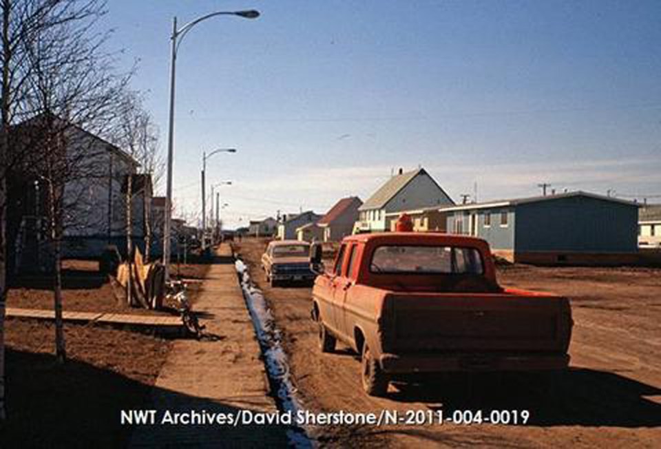 The main street of Imperial Oil's townsite at Norman Wells
