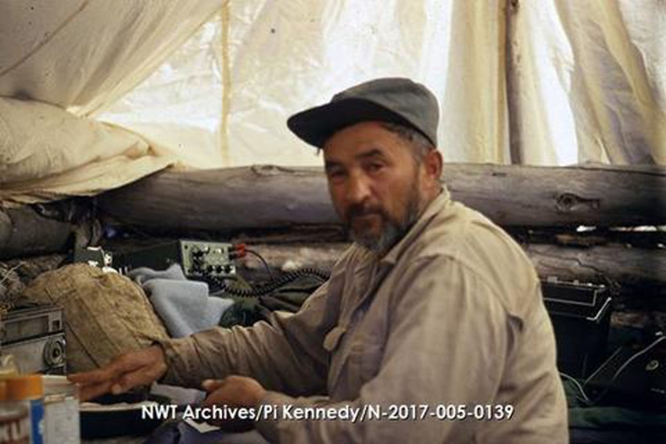 Pi Kennedy sits in his spring cabin at Jackfish Lake in June 1973