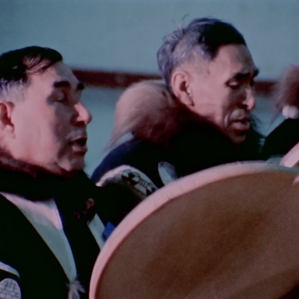 Drummers from Aklavik at the 1970 Arctic Winter Games