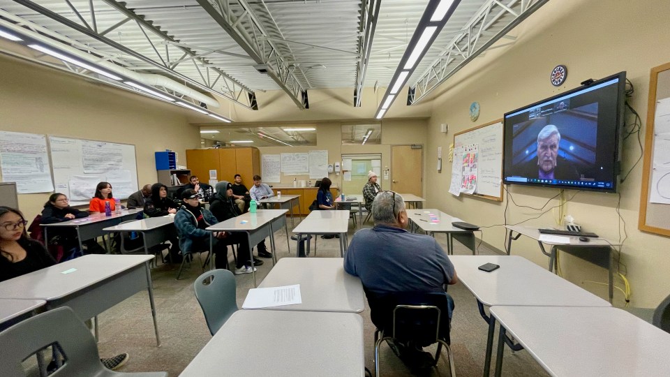 An Inuvik classroom listens to Dallaire