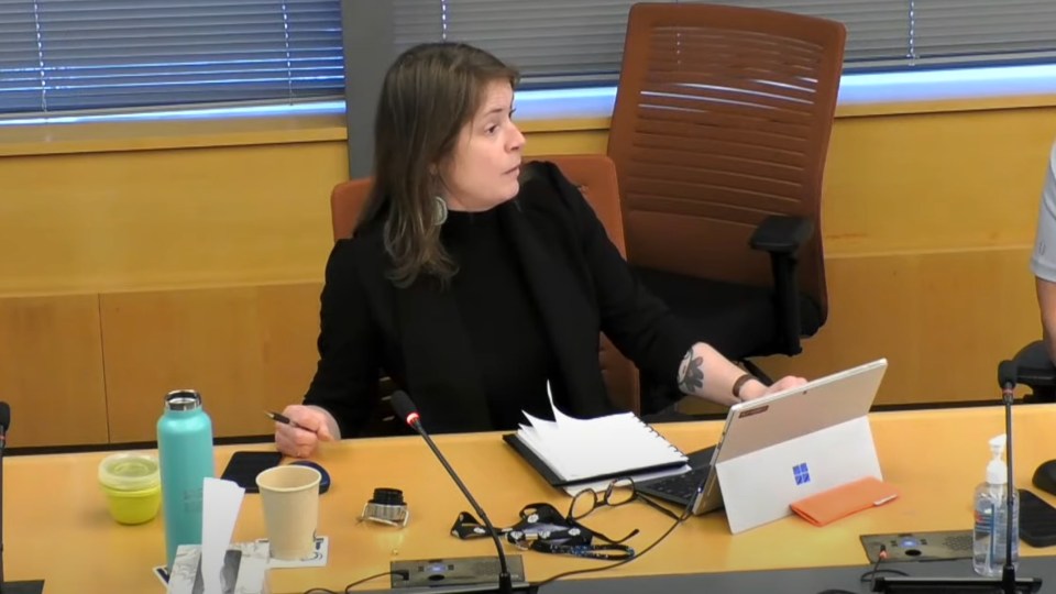 Katrina Nokleby at a carbon tax public hearing on January 16, 2023