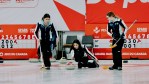 Tamara Bain, left, and Reese Wainman, centre, compete alongside Brooke Smith for Team NT at the 2023 Canada Games