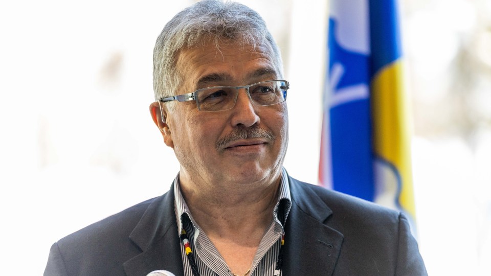 Michael McLeod at a news conference in March 2023