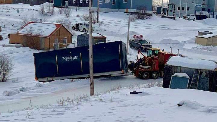 A jack-knifed tractor trailer blocked the road
